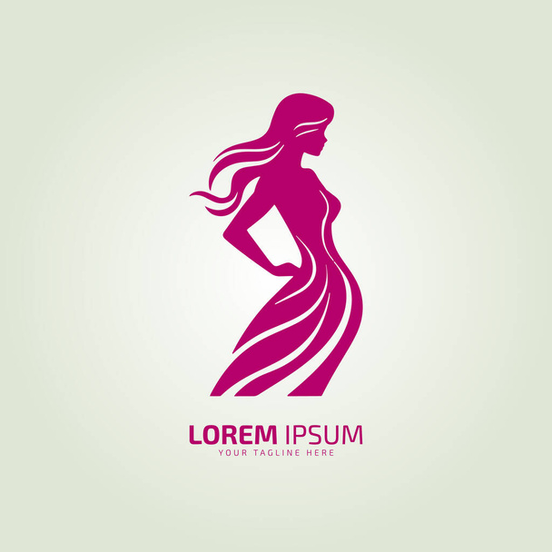 woman standing logo icon lady style vector illustration young girl logo design template feminine style symbol - Vektör, Görsel