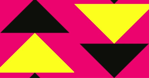 Ciclo moderno Modello geometrico animato o sfondo. Design del movimento geometrico a risoluzione 4K nei colori rosa, giallo e nero. Astratto forme in movimento sfondo con triangolare - Filmati, video