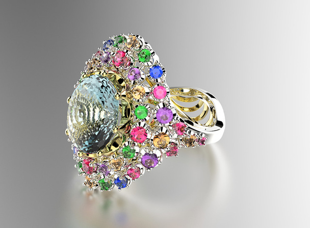 Ring with Diamond. Jewelry background - Photo, Image