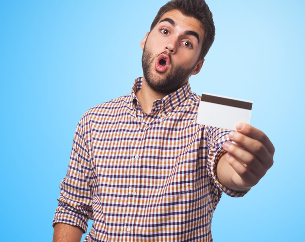 Man holding a credit card - Photo, Image