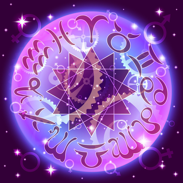 zodiac circle in space - Wektor, obraz