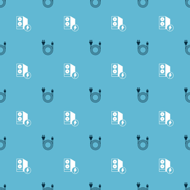 Set Electric plug and Case of computer on seamless pattern. Vector - Вектор,изображение