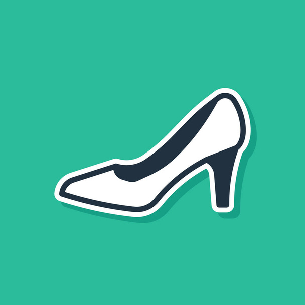Blue Woman shoe with high heel icon isolated on green background.  Vector - Вектор, зображення