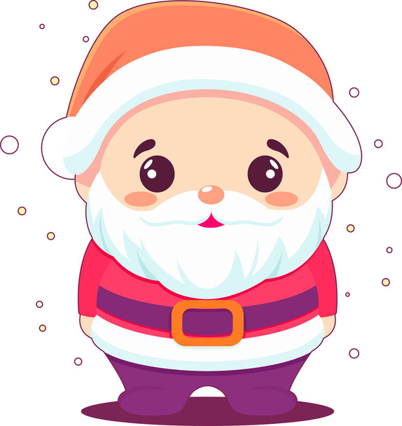 lindo santa claus, hombre viejo alegre en traje de Navidad y barba espesa, ilustraciones para diseños navideños festivos, santa festiva - Vector, Imagen