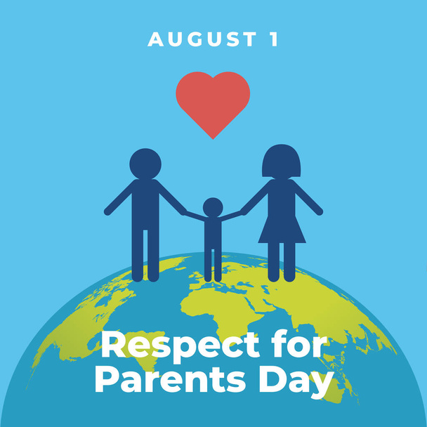 Векторная графика "Уважение к родительскому дню" хорошо для празднования родительского дня. плоский дизайн. Плоская иллюстрация для листовок. - Вектор,изображение