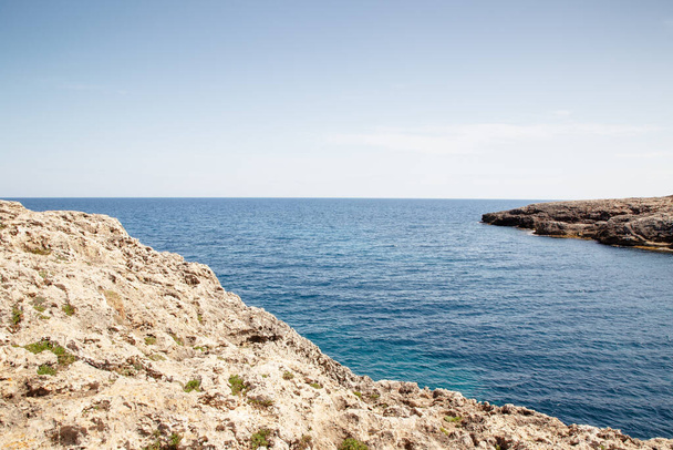 view from Mallorca, in Spain looking out to the sea from the coastline - 写真・画像