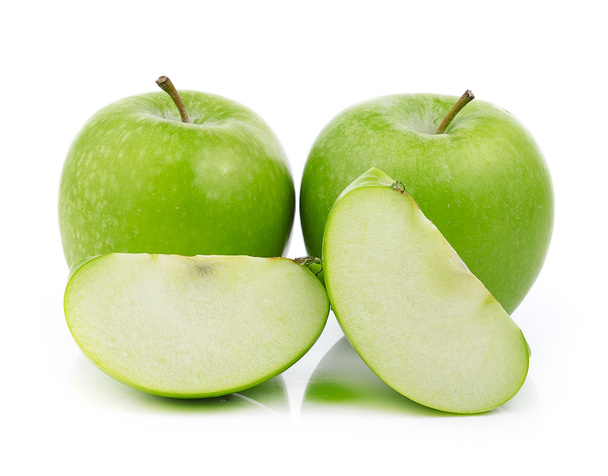 Zelené jablko na bílém pozadí  - Fotografie, Obrázek