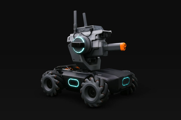 Robomaster S1- Konečný programovatelný pedagogický robot - izolovaný na černém pozadí - Fotografie, Obrázek