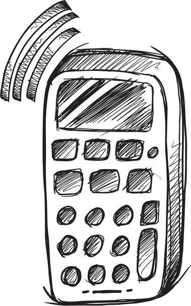 Doodle σκίτσο τέχνης εικονογράφηση φορέα κινητό τηλέφωνο - Διάνυσμα, εικόνα