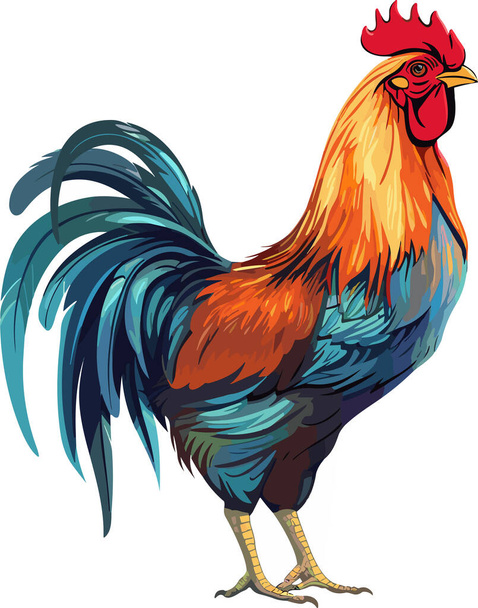 High detailed realistic vector cock rooster isolated on white background, vector illustration. - Vector, Image
