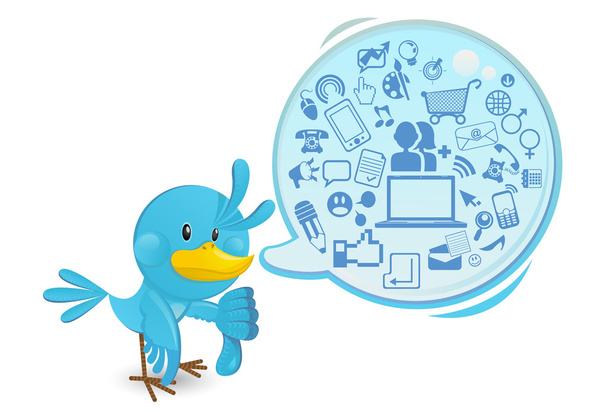 κοινωνικής δικτύωσης bluebird μέσα ενημέρωσης με μια φούσκα ομιλία - Διάνυσμα, εικόνα