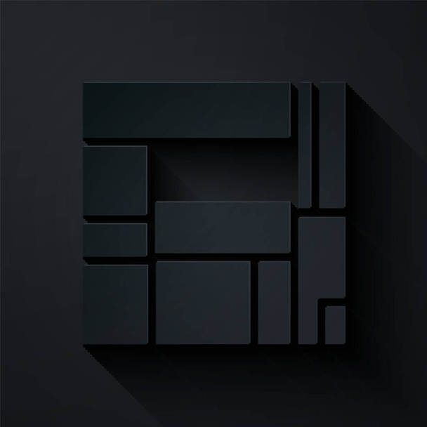 Paper cut House Edificio Mirador icon isolated on black background. Mirador social housing by MVRDV architects in Madrid, Spain. Paper art style. Vector. - Vector, Image