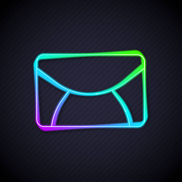 Línea de neón brillante Icono de correo y correo electrónico aislado sobre fondo negro. Envolvente símbolo e-mail. Señal de correo electrónico. Vector - Vector, Imagen