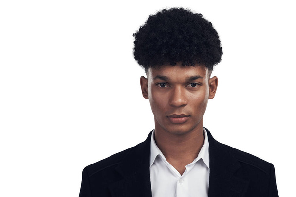 Fashion, serious and portrait of a young man with a formal, elegant and stylish suit outfit. Trendy, cool and face of a handsome male model with classy style isolated by a transparent png background - Φωτογραφία, εικόνα