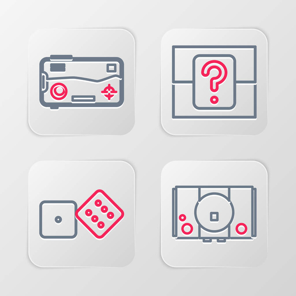 Set line Video game console, Game dice, Mystery or random box and Mobile playing in icon. Vector - Vector, Image