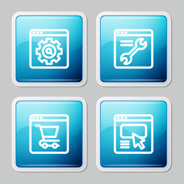 Definir linha Browser configuração de compras on-line na tela e UI ou ícone de design UX. Vetor. - Vetor, Imagem