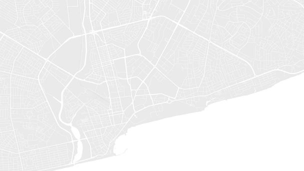 Achtergrond Accra kaart, Ghana, witte en lichtgrijze stad poster. Vectorkaart met wegen en water. Breedbeeldverhouding, digitale routekaart voor plat ontwerp. - Vector, afbeelding