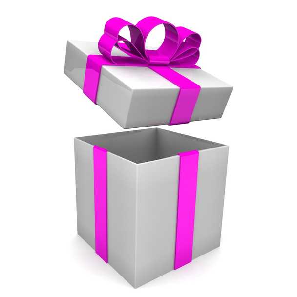 Open gift box with ribbon bow - Foto, Bild