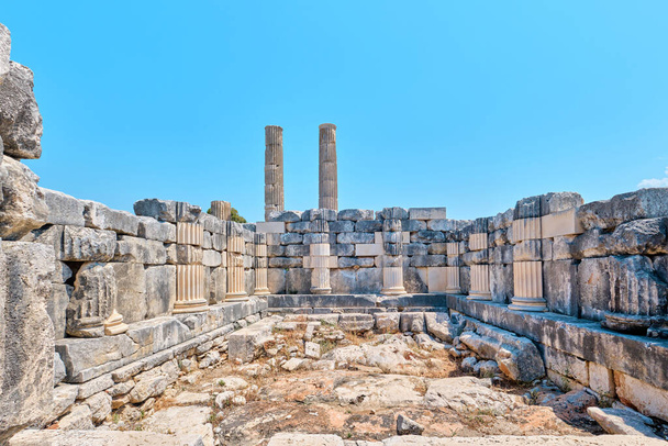 Mugla, Turkey - July 14, 2023: Goddess Leto Temple in Letoon ancient city. City was the religious centre of Xanthos and the Lycian League - 写真・画像