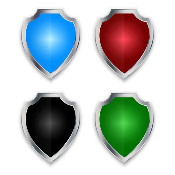 Set of color shields icons. Vector illustration. EPS 10. Stock image. - Вектор,изображение