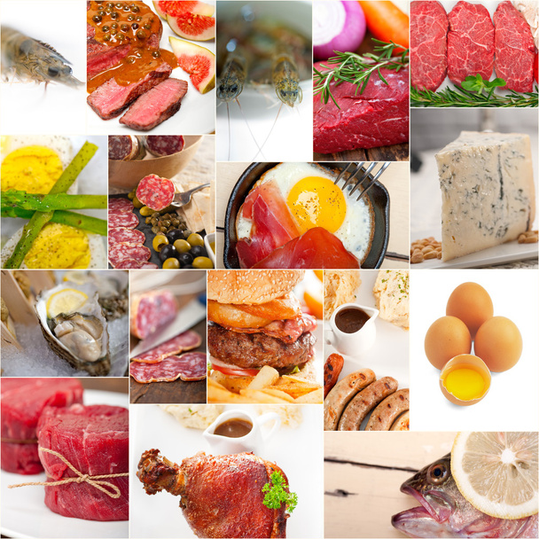 eiwitrijk voedsel collectie collage - Foto, afbeelding