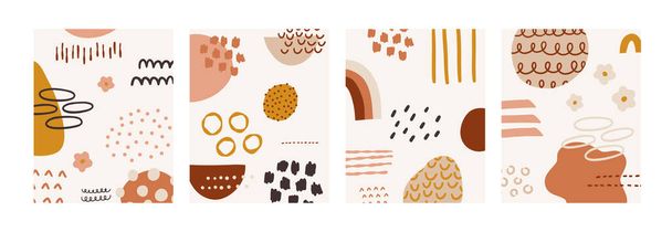 Abstract background templates. Vector art. Abstract hand-drawn shapes in brown colors.  - Vektör, Görsel