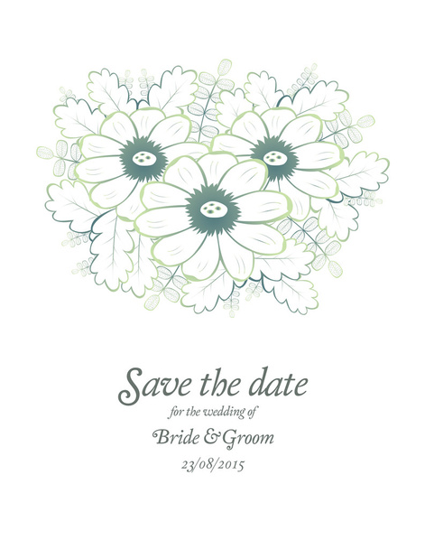 Mentse el a dátumot, esküvői meghív mintanyomtatvány - Vektor, kép