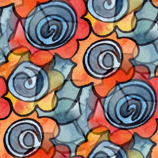 Απρόσκοπτη μοτίβο με λουλούδια ακουαρέλας - Διάνυσμα, εικόνα