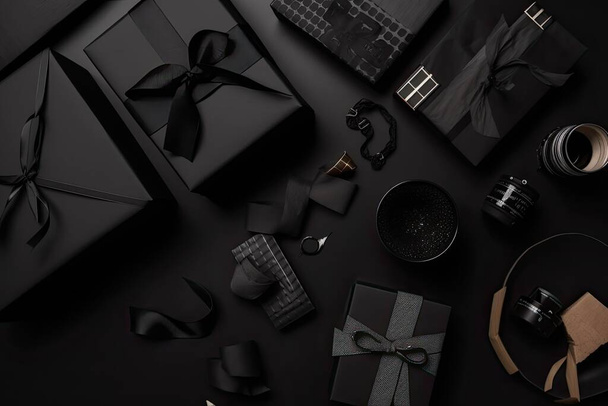 total black background, elegant background composition, black friday sales concept. High quality photo - Foto, immagini