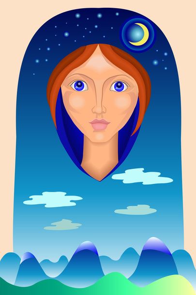 Портрет одеяла с пейзажем
 - Вектор,изображение