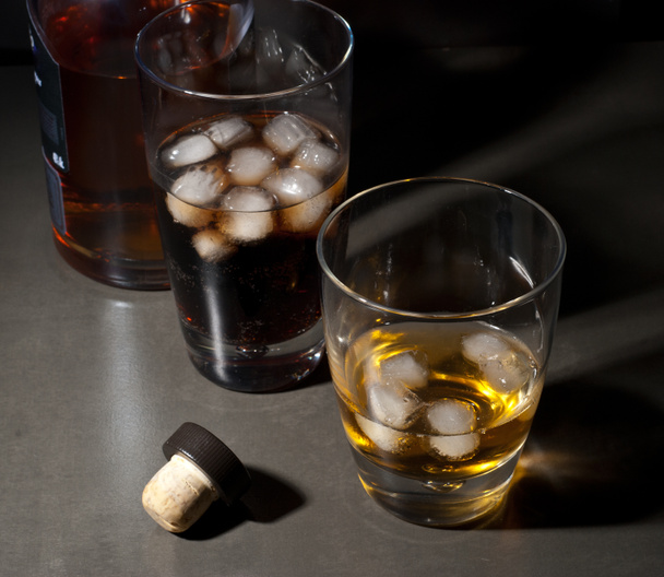 Whisky and cola with ice cubes - Fotó, kép