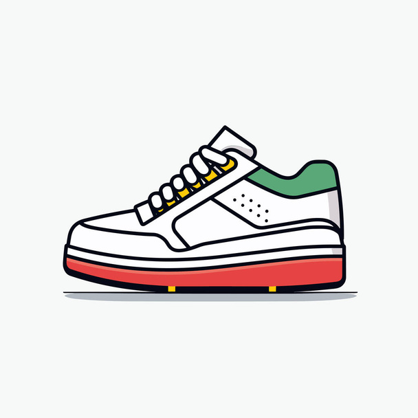 Ein Schuh mit grün-roter Sohle - Vektor, Bild