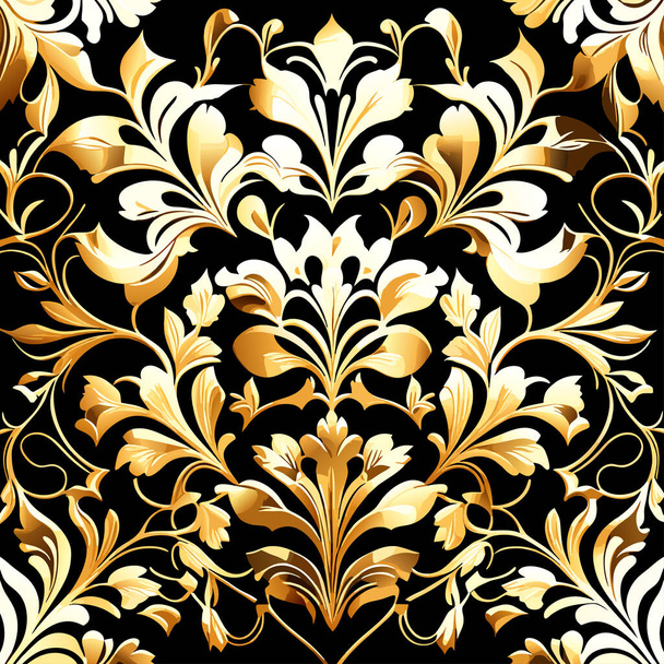 Gold foil floral pattern, seamless - Фото, зображення
