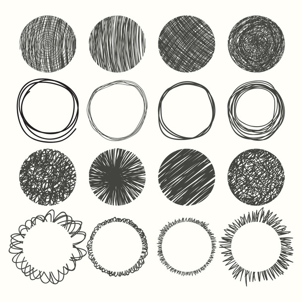 Conjunto de círculos desenhados à mão. Elementos de projeto vetorial
 - Vetor, Imagem