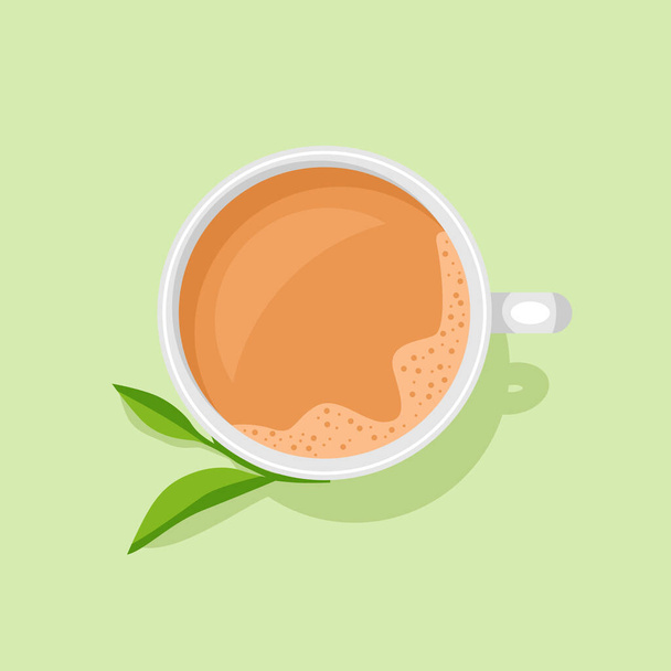 Indian street tea in white cup with tea leaves vector design - Vetor, Imagem