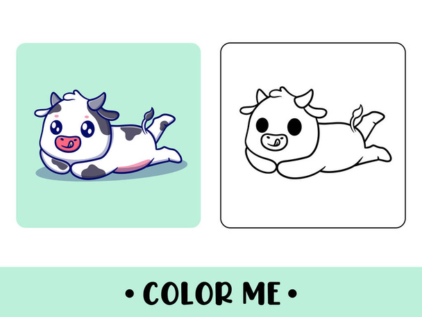  Vector cute cow for children's coloring page vector icon illustration - Vektori, kuva