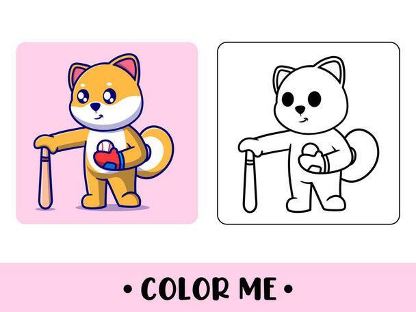  Vector cute fox for children's coloring page vector icon illustration - Вектор,изображение