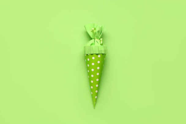 School cone on green background - Photo, Image