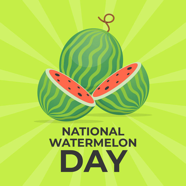 vector graphic of National Watermelon Day good for National Watermelon Day celebration. flat design. flyer design.flat illustration. - Vector, Image
