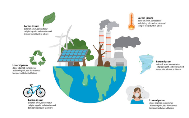 climate change, recycle,  sustainability, Greenhouse effect, global warming infographic element. vector illustration - Vector, imagen