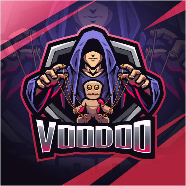 Wizard esport gaming mascotte logo met voodoo pop - Foto, afbeelding