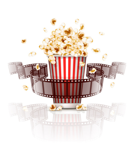 Jumping popcorn and film-strip film - Vector, afbeelding