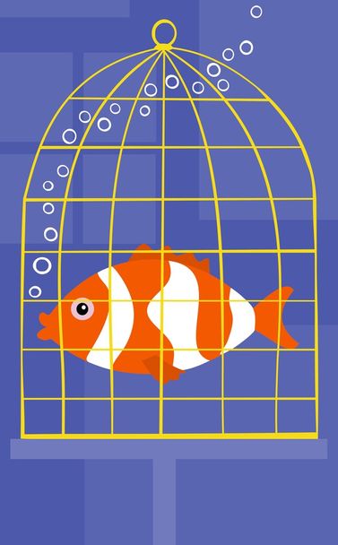 ryby w klatce - Wektor, obraz