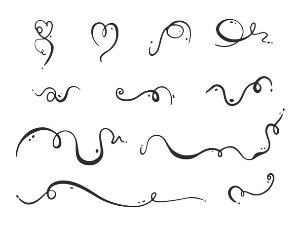 Eine Reihe abstrakter Wirbel im Linienstil. - Vektor, Bild