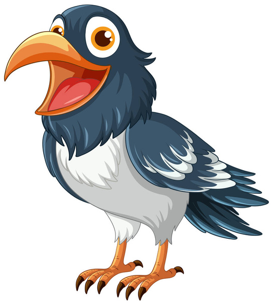 Un allegro cartone animato illustrazione di un corvo in piedi isolato su uno sfondo bianco illustrazione - Vettoriali, immagini