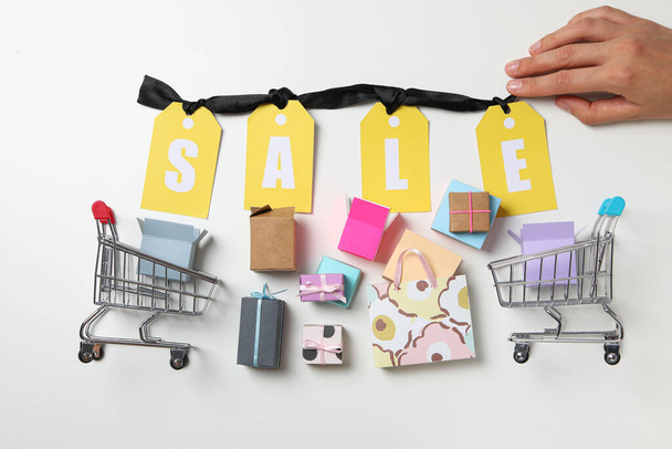 Shopping and making purchase concept, sale and discount - Foto, Bild