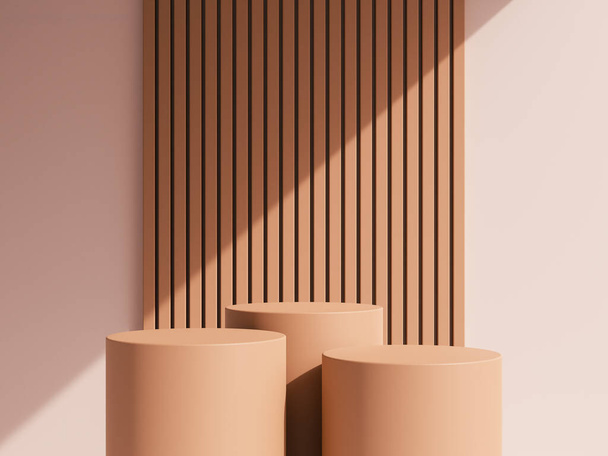Fondo geométrico mínimo abstracto de color marrón podio para la presentación del producto - Foto, Imagen