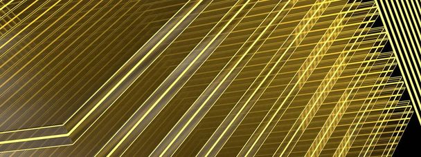 Luces de neón Cyberpunk Brillante luminiscencia es un reflejo futurista Amarillo Abstracto, Elegante y Moderno Imagen de renderizado 3D de alta resolución Imagen de renderizado 3D - Foto, Imagen