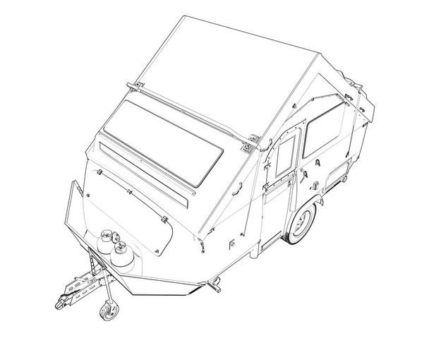 Caravan camper isolated on white background. 3d rendering - illustration - Fotoğraf, Görsel