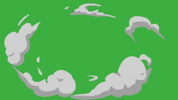 Efecto de dibujos animados elemento de humo de vídeo de lazo de animación sobre fondo de pantalla verde  - Imágenes, Vídeo